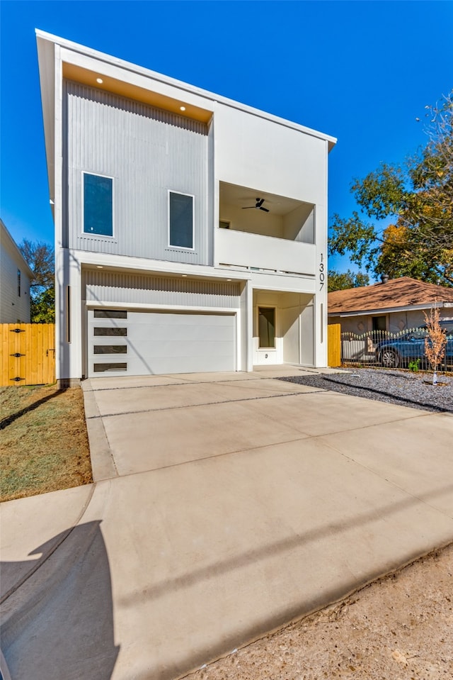 modern home featuring a garage