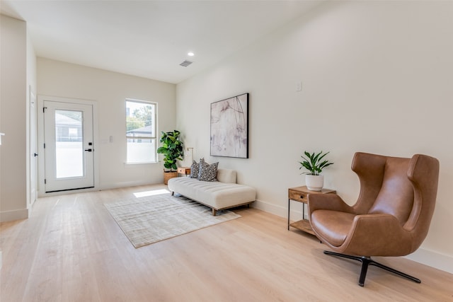 living area featuring light wood-type flooring