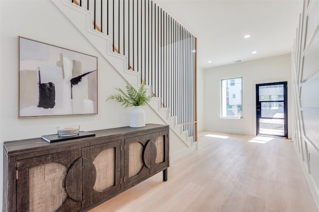 interior space with light hardwood / wood-style flooring