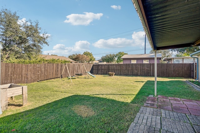 view of yard with a playground