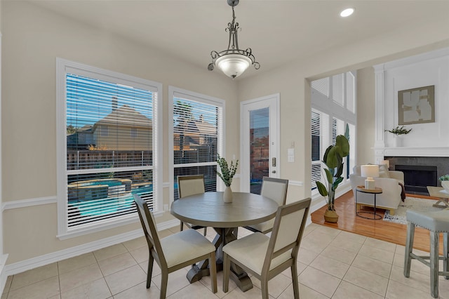 view of tiled dining space