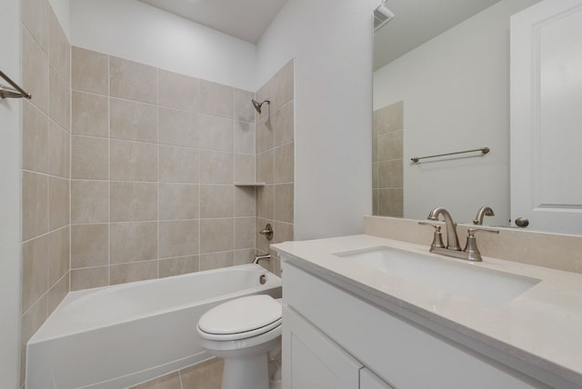 2438 Meridian Pl, Midlothian, TX 76065 - bathroom featuring vanity, toilet,  shower combination, and tile patterned flooring