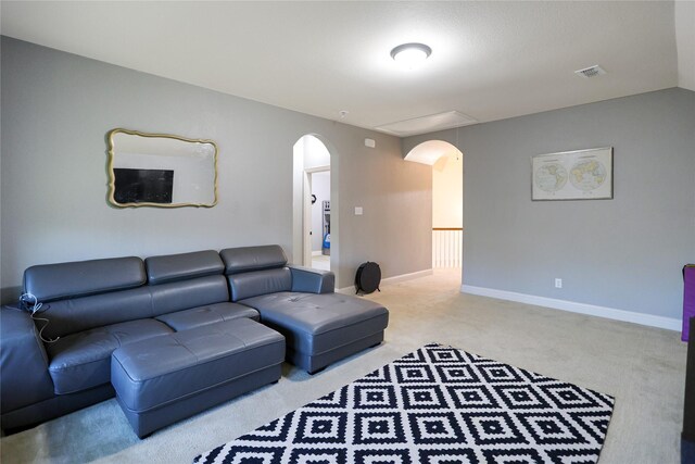 living room with carpet flooring