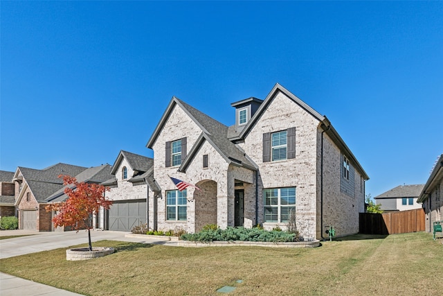 view of front of home with a garage and a front yard