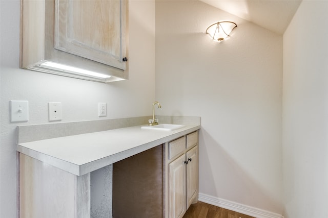 bathroom featuring hardwood / wood-style flooring and sink