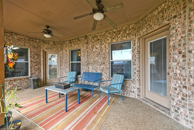 view of patio with ceiling fan