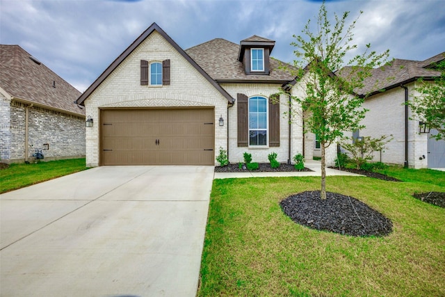 french country style house with a front yard