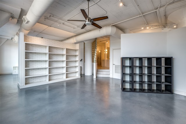 interior space featuring ceiling fan