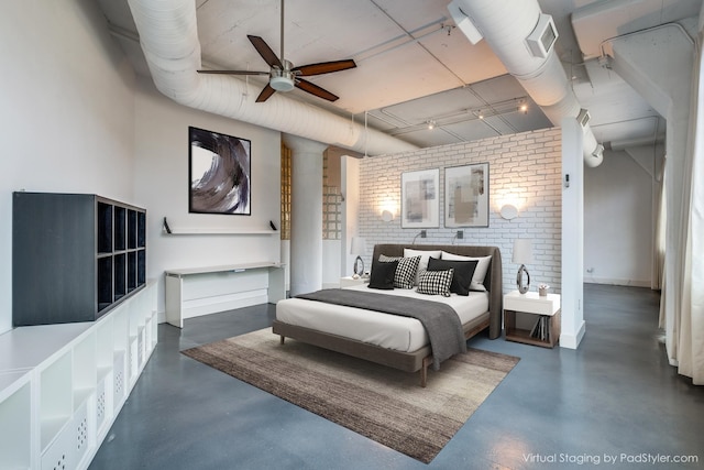 bedroom featuring ceiling fan