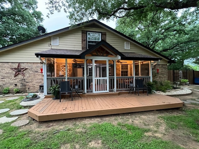 208 Cedar Ln, Burleson, TX 76028 - rear view of property featuring a deck and brick siding