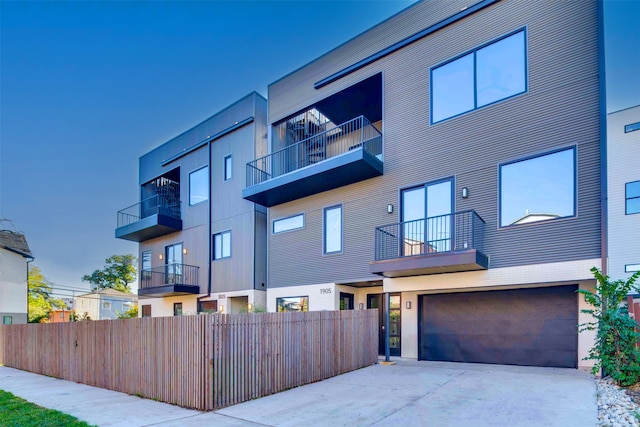 exterior space with a garage