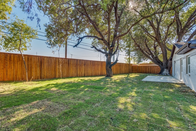 view of yard with a patio area