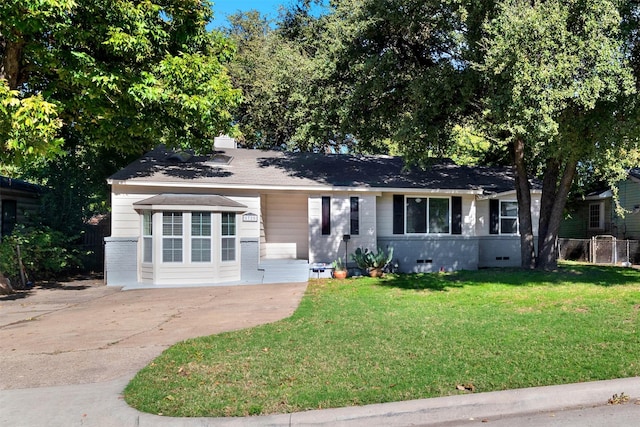 1725 Brake Dr, Carrollton, TX 75006 - view of front of property with brick siding, concrete driveway, a front lawn, and a chimney