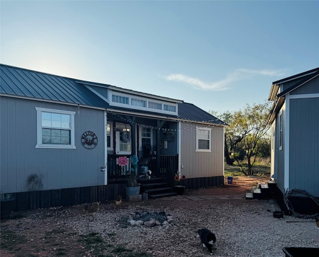 view of front of house featuring metal roof