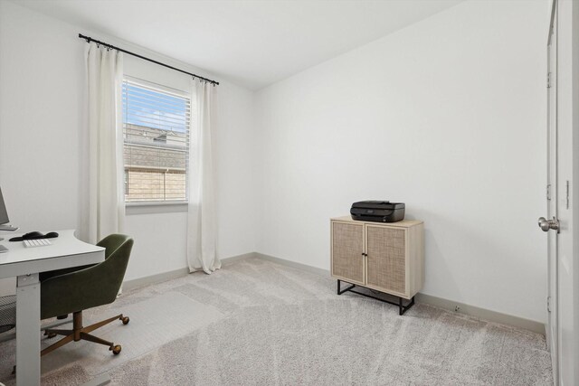 office area with light colored carpet