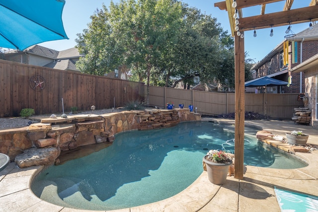 view of swimming pool with a patio