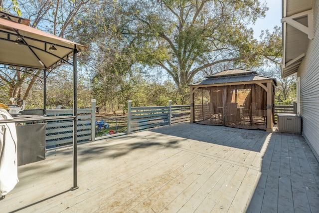 wooden deck with a gazebo