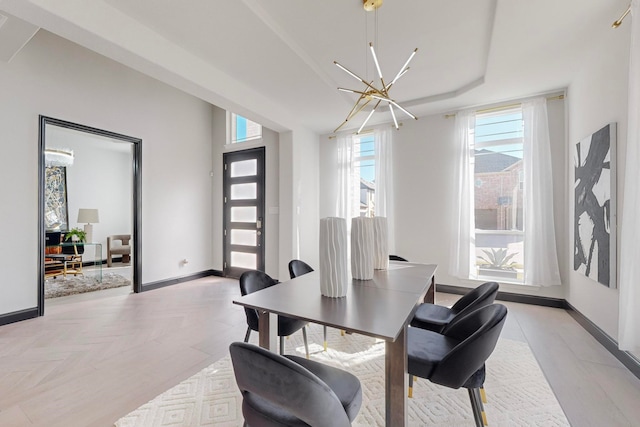 dining room featuring a notable chandelier