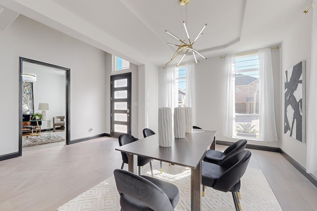 dining area with a notable chandelier