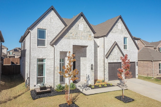 view of front facade featuring a garage and a front yard