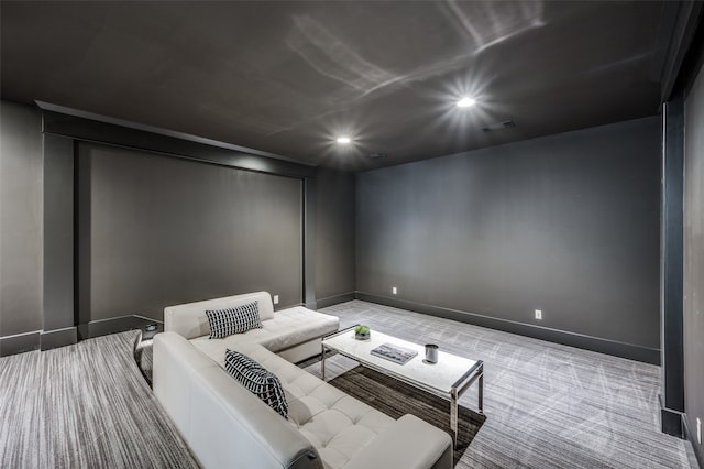 view of carpeted home theater room