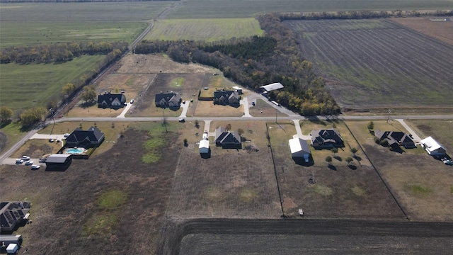 birds eye view of property with a rural view