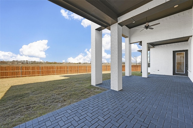 view of patio with ceiling fan