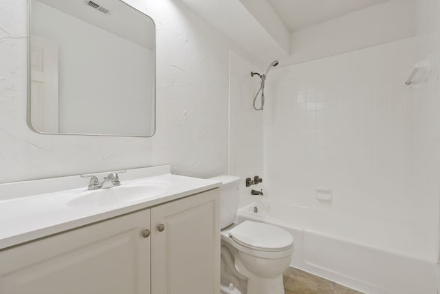 full bathroom with tile patterned floors, vanity, toilet, and bathing tub / shower combination