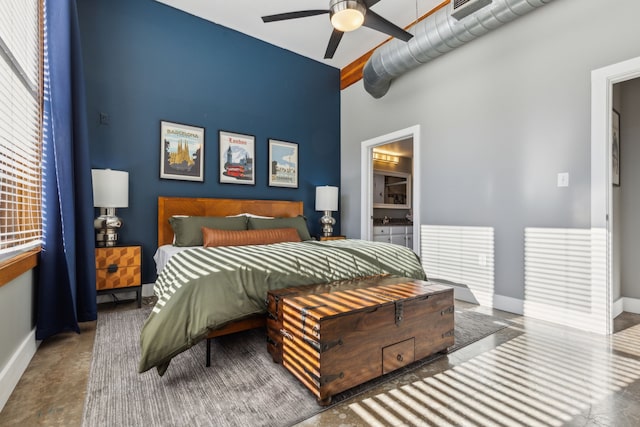 bedroom featuring ceiling fan