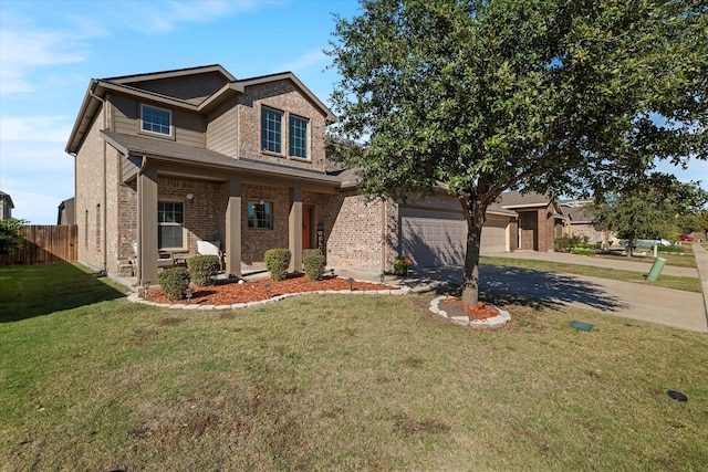 view of front facade featuring a porch and a front lawn