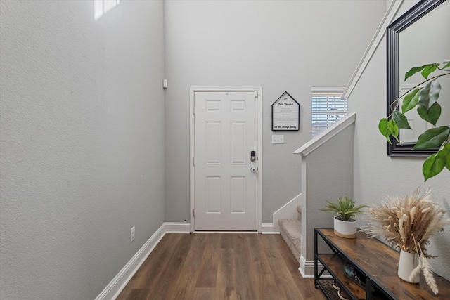 doorway featuring dark hardwood / wood-style floors