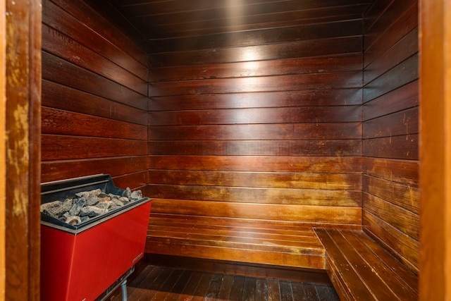 view of sauna / steam room featuring wood-type flooring