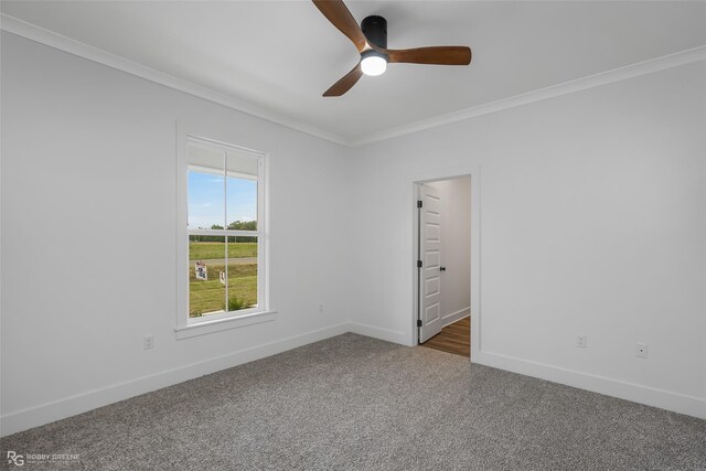 306 W Josie Ln, Haughton, LA 71037 - empty room featuring dark carpet, ceiling fan, and ornamental molding