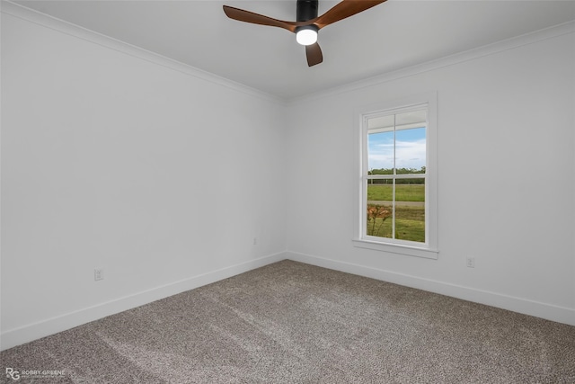 unfurnished room with carpet floors and ornamental molding