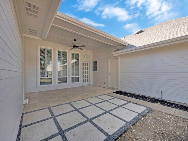 view of patio with ceiling fan