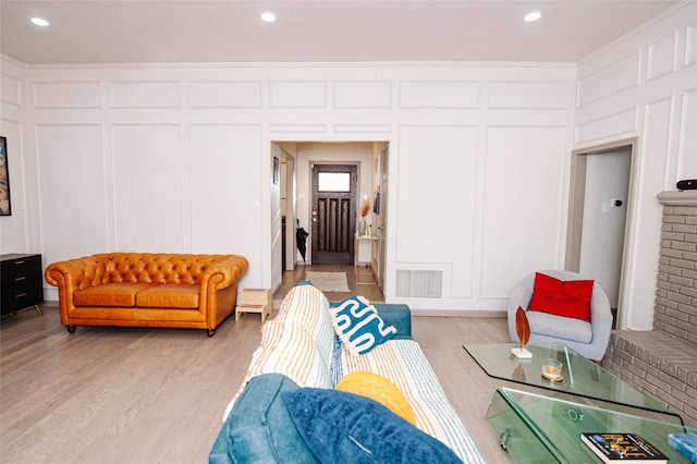 living room featuring light wood-type flooring