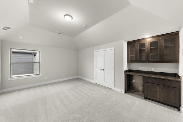 724 Stearman Ln, Fate, TX 75087 - bar featuring lofted ceiling and light colored carpet