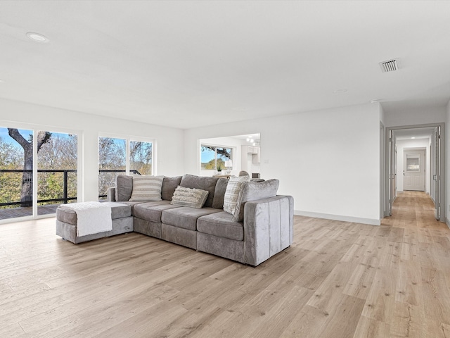 living room featuring light hardwood / wood-style flooring