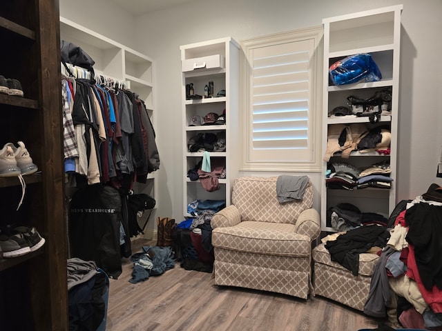 walk in closet featuring hardwood / wood-style floors