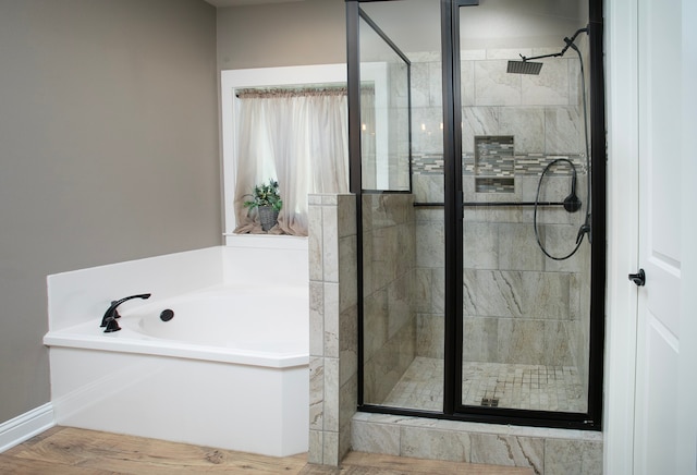 bathroom with plus walk in shower