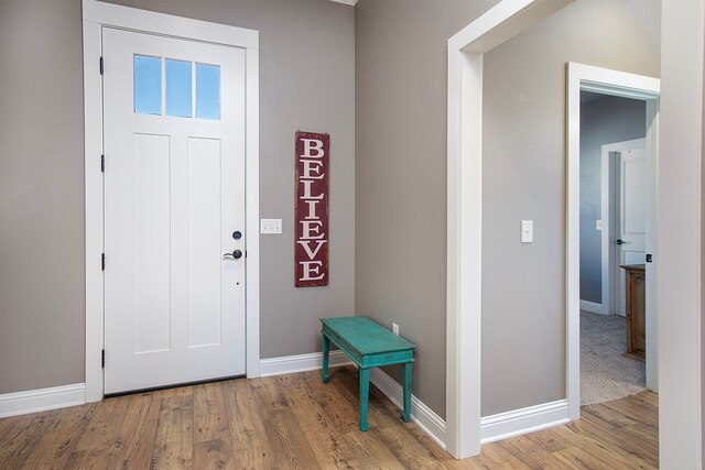 foyer with light hardwood / wood-style floors