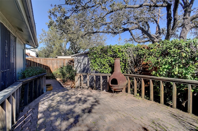 deck with a patio