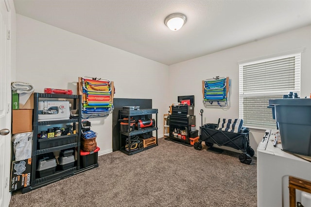 playroom with baseboards and carpet floors