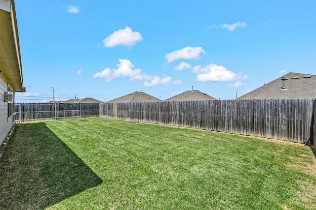 view of yard featuring a fenced backyard