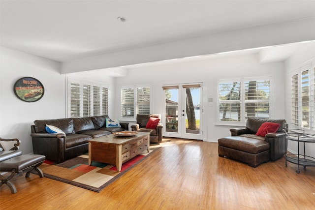 living room featuring light hardwood / wood-style floors