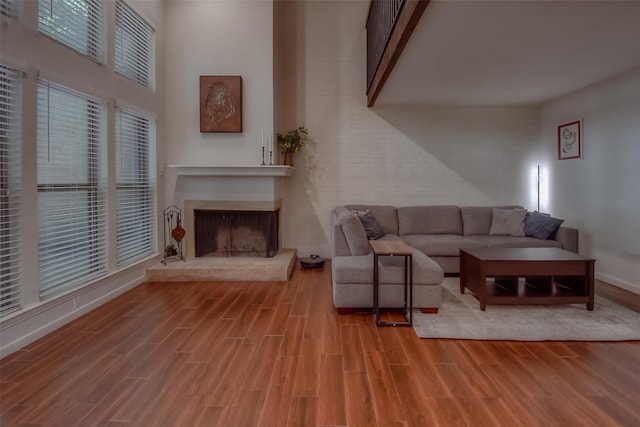 living room with light hardwood / wood-style flooring