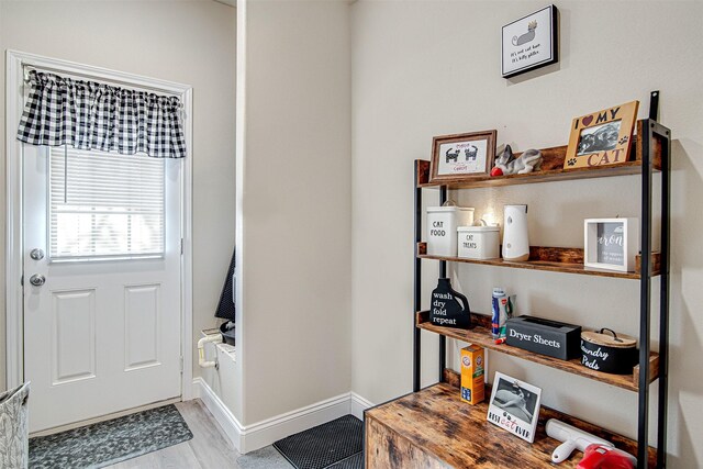 doorway to outside featuring light hardwood / wood-style flooring