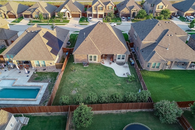 aerial view with a residential view