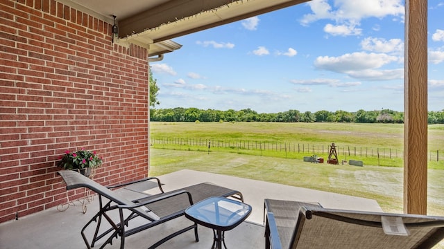 view of patio featuring a rural view