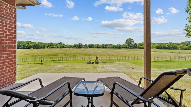 view of patio featuring a rural view